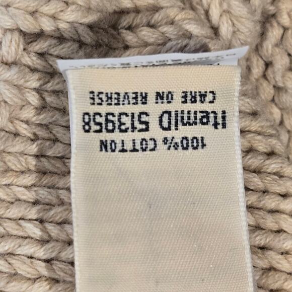 L.L. Bean Double-L Cream Fisherman Mixed Cable Knit Funnel Neck Sweater, Medium - Picture 8 of 9